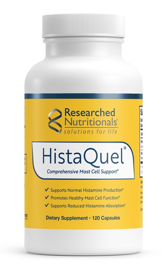 Researched Nutritionals HistaQuel - Dual-Action Histamín & Mast Cell Support Formula - Klinicky skúmal Flavonoid & Herbal Formula s štípacou žihľavou a čiernym rascovým olejom, 120 kapsúl
