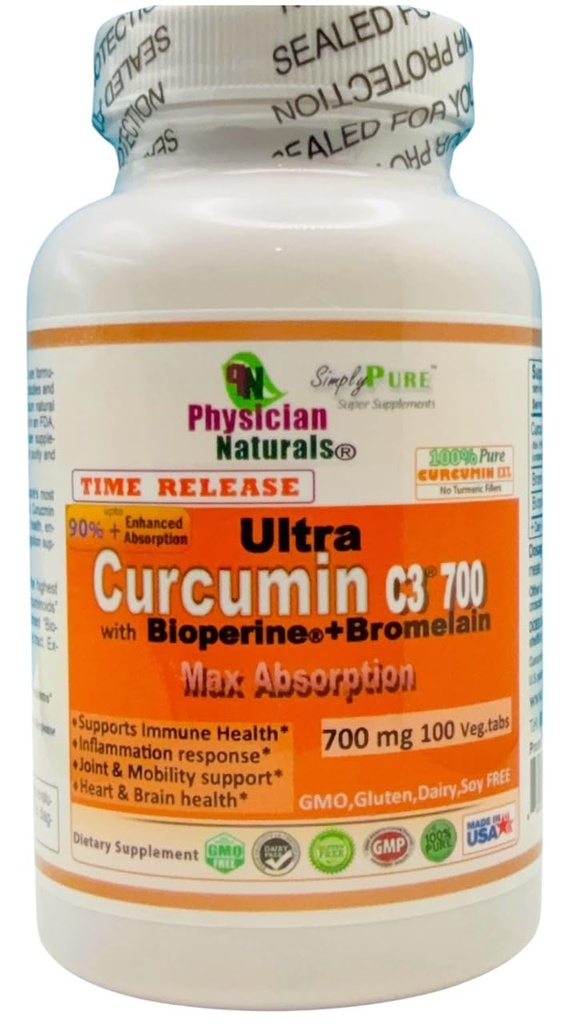 Ultra Curcumin C3 Time Release w Bioperín a Hypromelain Time Release 700mg 100 Veg.tabs Max. absorpcia