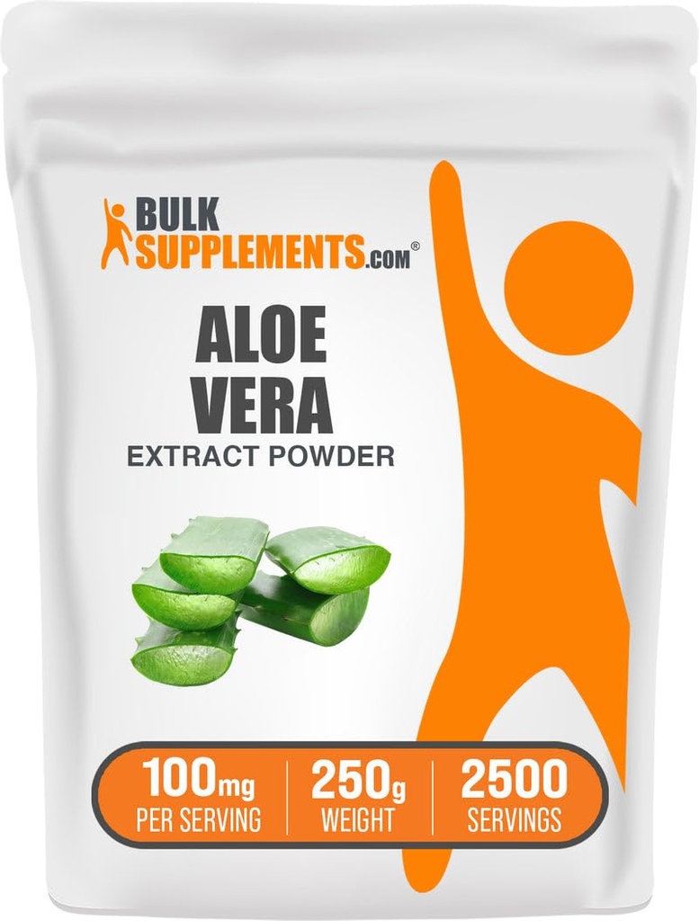BulkSupplements.com Aloe Vera Extract Powder - Aloe Vera Supplement, Herbal Supplement - Vegan & Gluten Free, 100mg per Serving, 250g (8,8 oz) (Pack of 1)