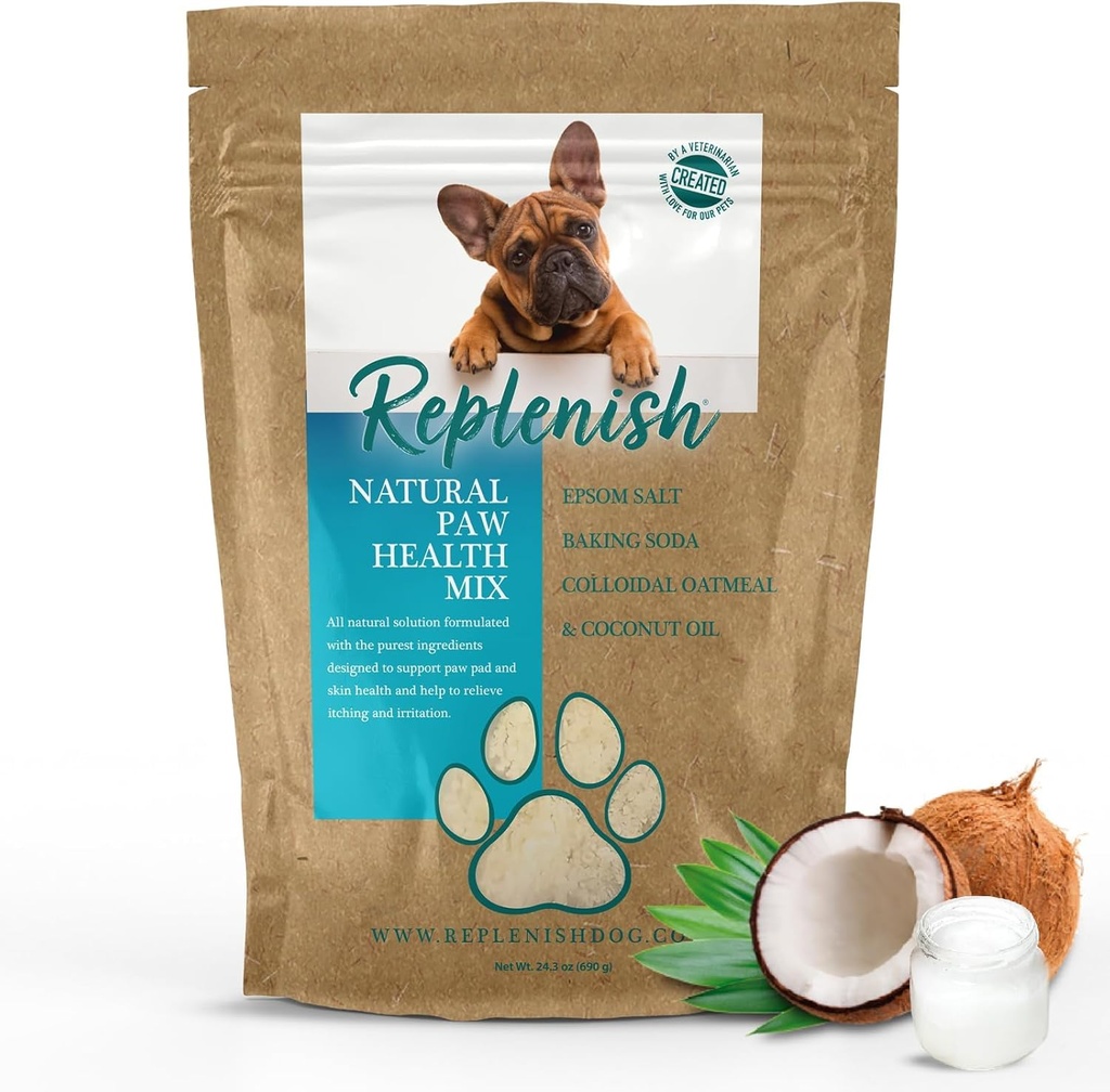 Replenish Paw liečiace riešenie pre psov Paws - Medikované Paw Sakeing Solution & Hydratačné riešenie pre suché prasknuté laby - Epsom Salt Liečba - Spa Paw Ochrana pre psov