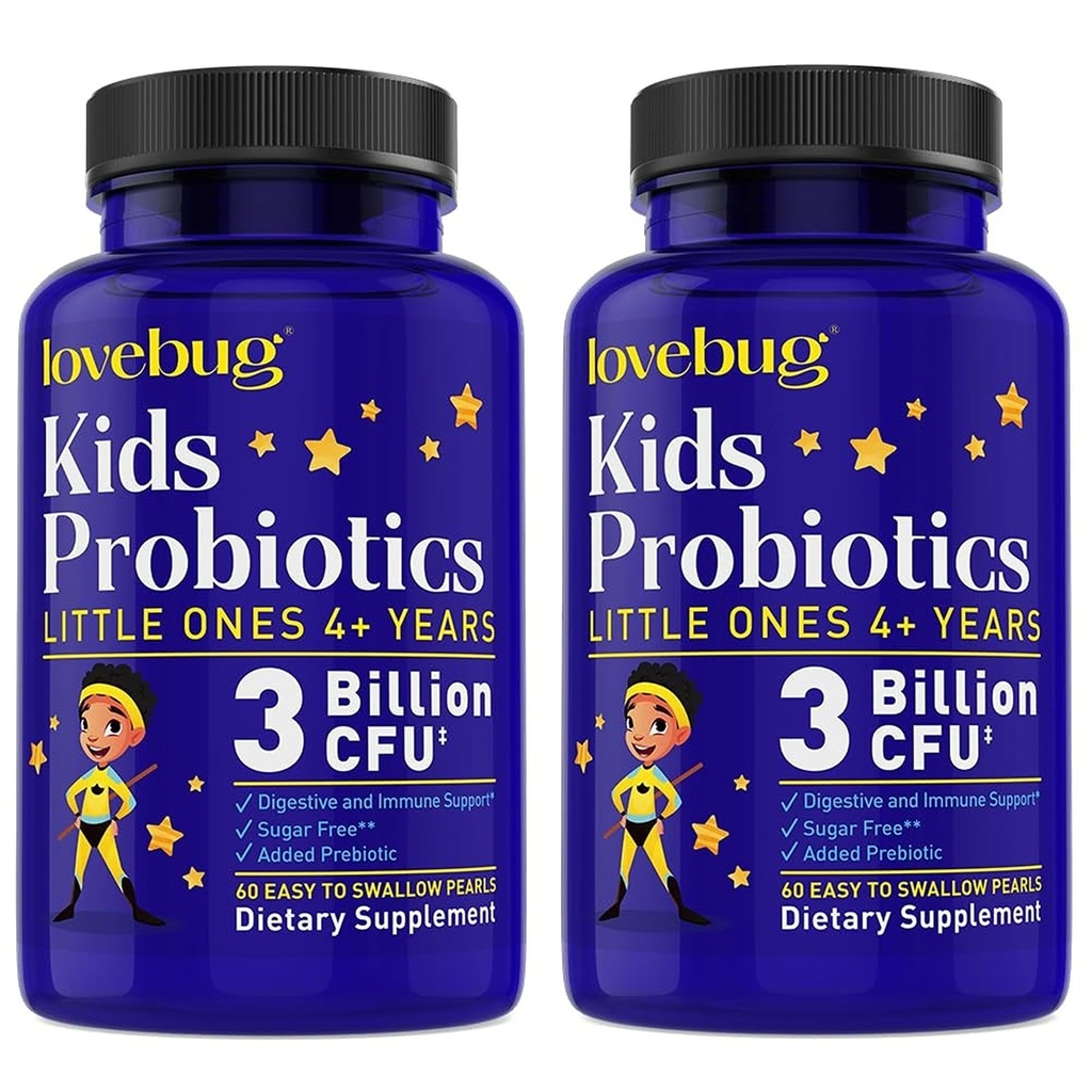 LOVEBUG Probiotiká pre deti - Deti probiotické žuvačky s prebiotikami pre starnúce 4+, Daily Children