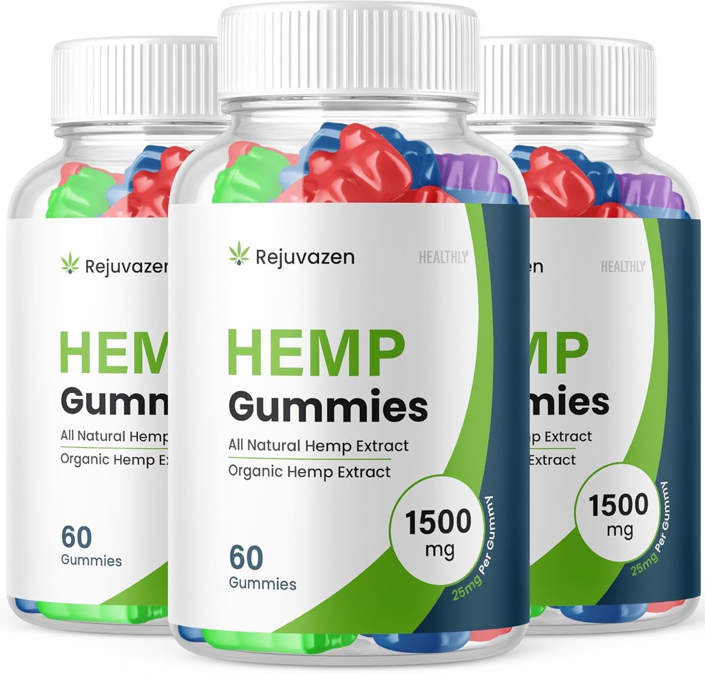 (3 balenie) Rejuvazen Gummy - Oficiálna formula - Rejuvazen Hemp Gummies krvný tlak cukor Formula 300mg, Rejuvazen Gummies Vysoká potencia Blend Big Size Gummies 25mg per Gummy 1500mg (180 Gummies)