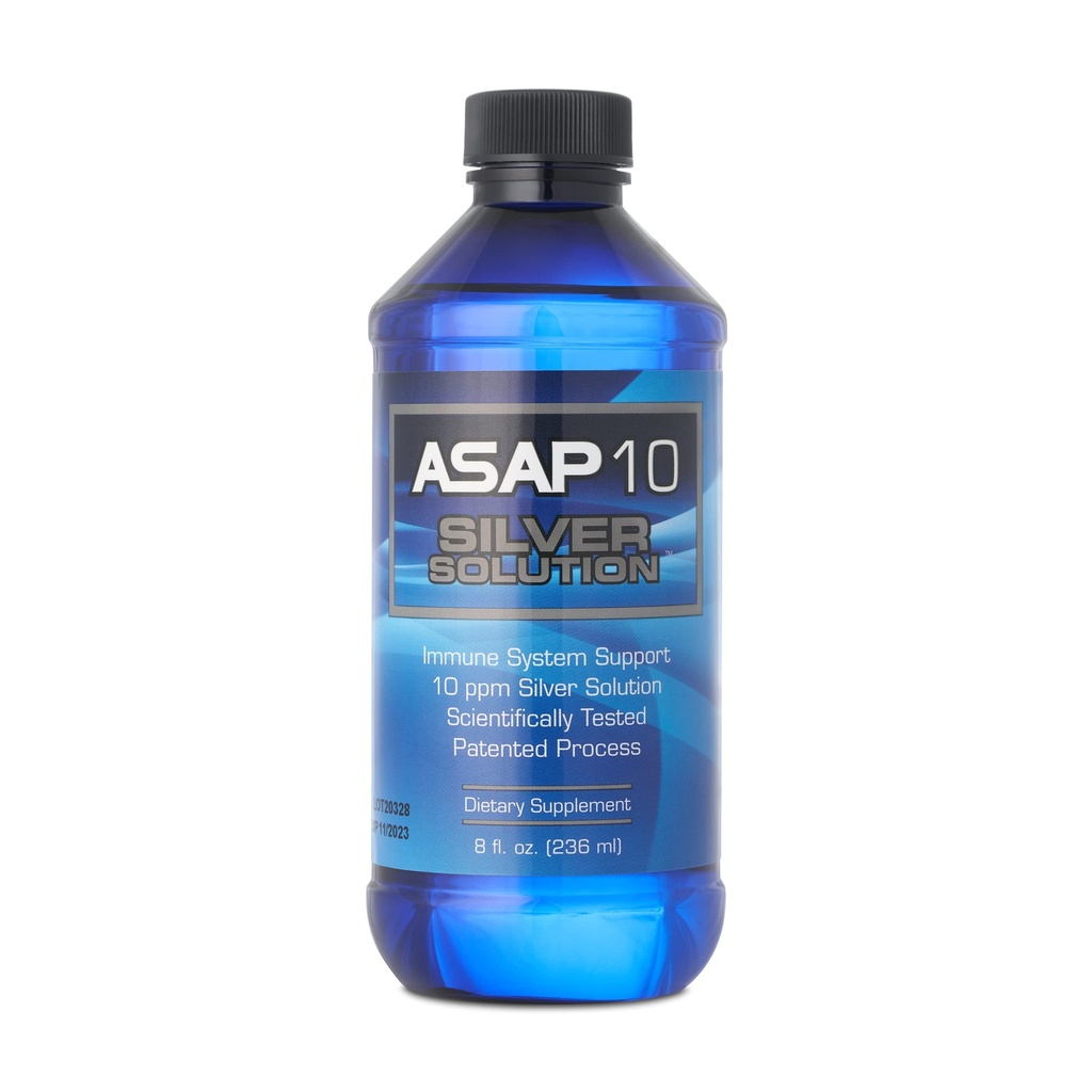 American Biotech Labs - ASAP 10 Silver Solution - Immune System Support, 10 Ppm Koloidné Silver Liquid Silver Solution Daily Immune Support Supplement with Silversol Technology - 8fl Oz