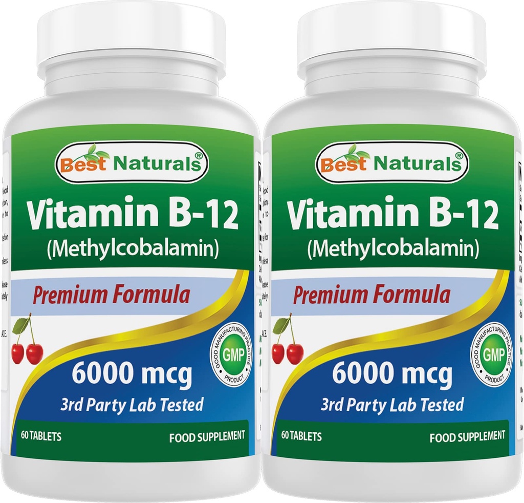 Najlepšie prírodné vitamín B-12 ako metylkobalamín (metyl B12), 6000 μg 60 Sublingválnych tabliet (60 počet (dávka 2)