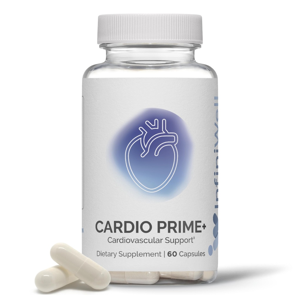 InfinWell Cardio Prime+ Heart Health Doplnky - Antioxidanty a inovatívne Peptidy pre Kardiometabolické zdravie - NAD3 & Nattokináza pre zdravé srdce a metabolickú rovnováhu (60 kapsúl)