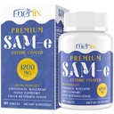 1200 mg SAM e Supplement for Brain, Mood, Joint, and Liver, High Absorbtion SAM-e (S-Adenozyl-L-Metionine) with CoQ10, 5- HTP, Enteric Coated 60 Tablets, Vegan