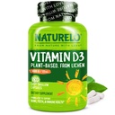 NATURELO vitamín D - 5000 IU - Rastlina založená z Lichen - Prírodné D3 doplnok pre imunitný systém, Bone Support, Spoločné zdravie - High Potency - Vegan - Non-GMO - Gluten Free - 180 Kapsule