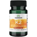 Swanson Vitamín K2 (Menachinón-7) - Vitamín doplnok Podpora Kardiovaskulárne a kostné zdravie - Vyrobené z japonskej Natto pomôcť regulovať vápnik - (30 Softgels, 100mcg Každý)