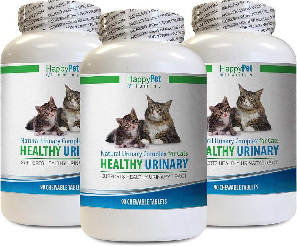 Cat UTI Supplement - CAT Healthy Urinary Complex - UTI Solution - Natural Formula - Anti - Cat Urinary Incontinence - 3 fľaše (270 tabliet)