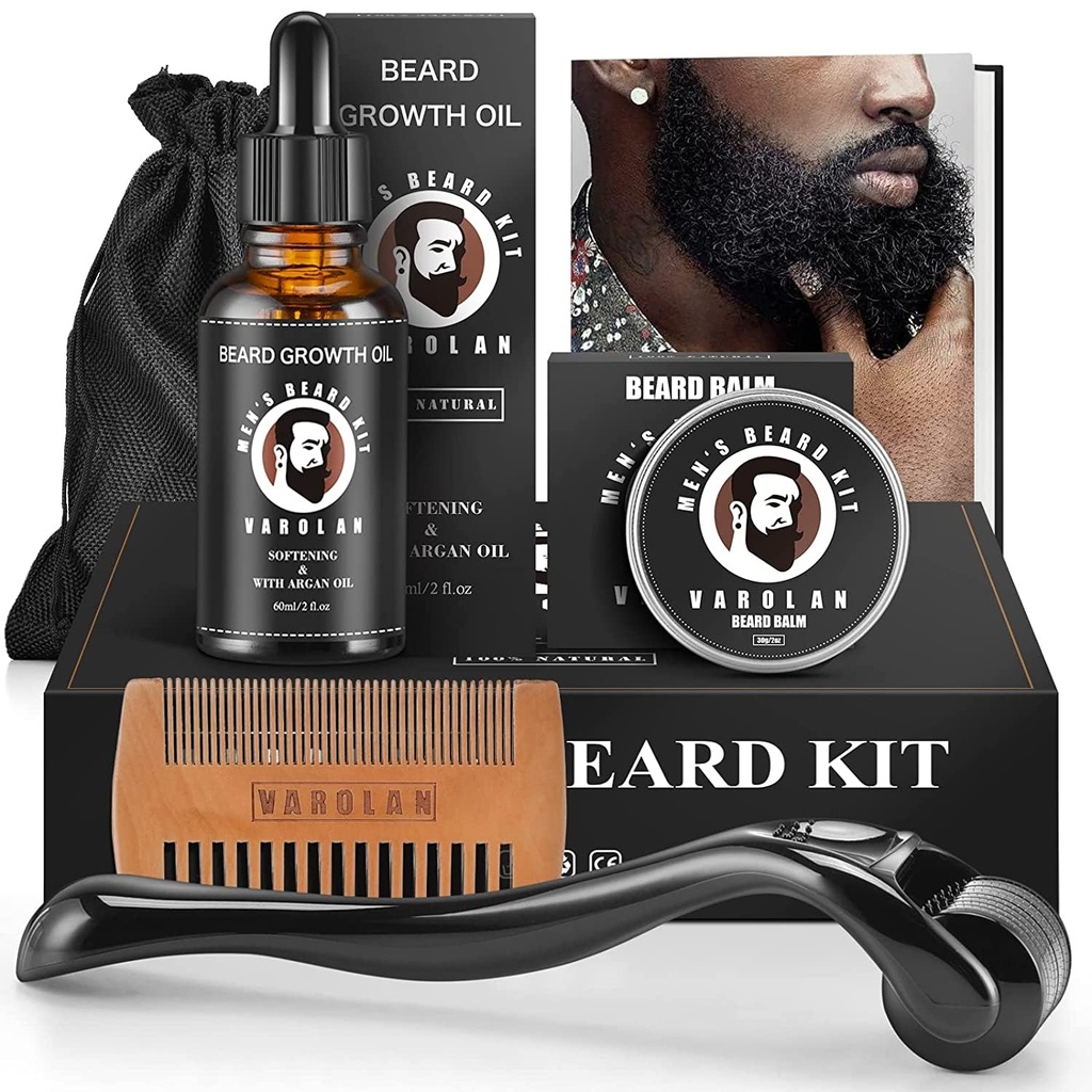 Brada rast a úprava zovňajšku - Rastový olej (2Oz), Balm, Comb, E-kniha, Storage Bag, fúzy Muži Darček Set pre neho