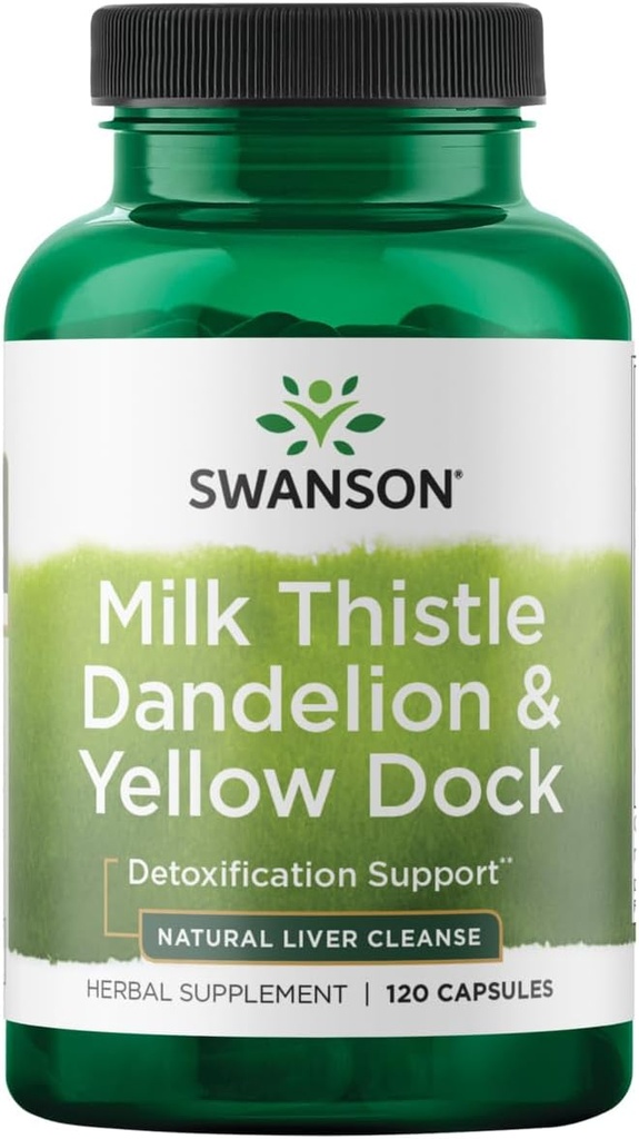 Swanson Milk Thitle, Púpava a žltá Dock - Bylinné pečeň podpora doplnok - Prírodné doplnok pomáha udržať celkové zdravie a pohodu - (120 Kapsule) 1 balenie