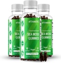 Vitamatic 3 Pack Irish Sea Moss Gummies- 3000mg Equivalent Per Serving (z extraktu 132,5 mg) - 60 Ct - Made with Bladderwrack & Burdock Root - Seamoss Supplement for Thyroid, Energy, Immune Support