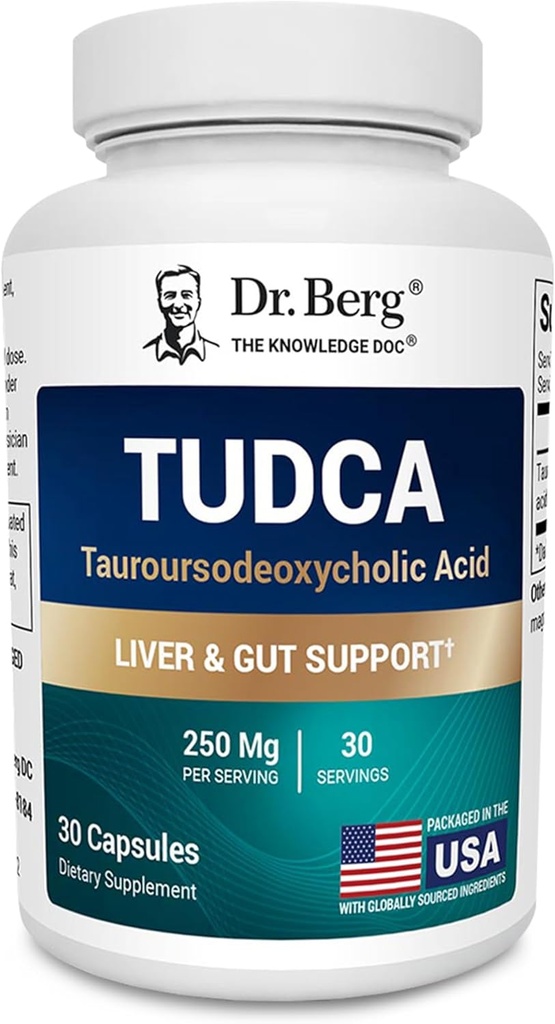 Dr. Berg TUDCA Supplement (Tauroursodeoxycholic Acid) - Výkonná formula pre zdravie pečene, Bile Flow, Podpora žlčníka, a Tráviace zdravie* - 30 Kapsule