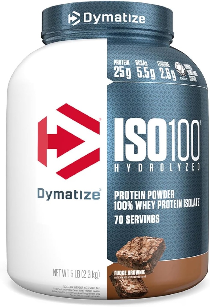 Dymatizácia ISO 100 Hydrolyzovaný prášok na srsťový proteín izolát, Fudge Brownie, 5 libier