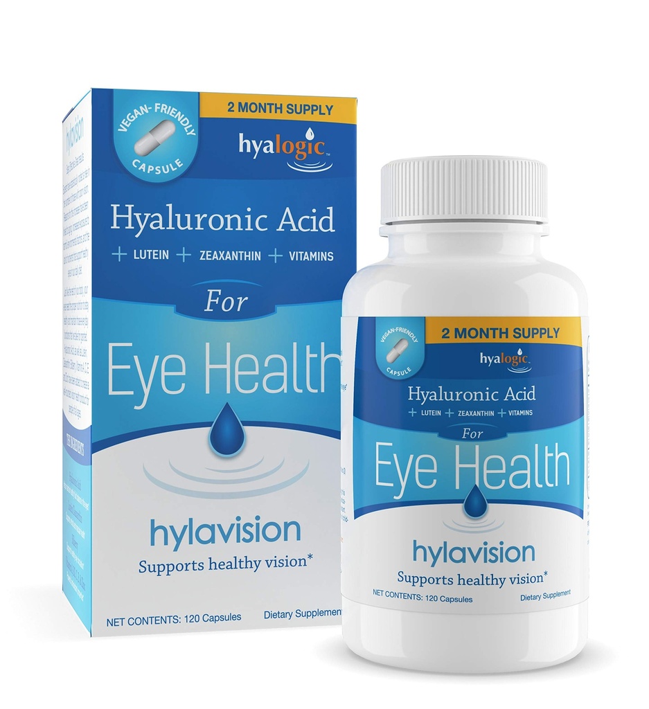 HylaVision Eye Health Doplnky: Kyselina hyalurónová, luteín a zeaxantín Diétne doplnky pre Vision Support (120 Kapsule)