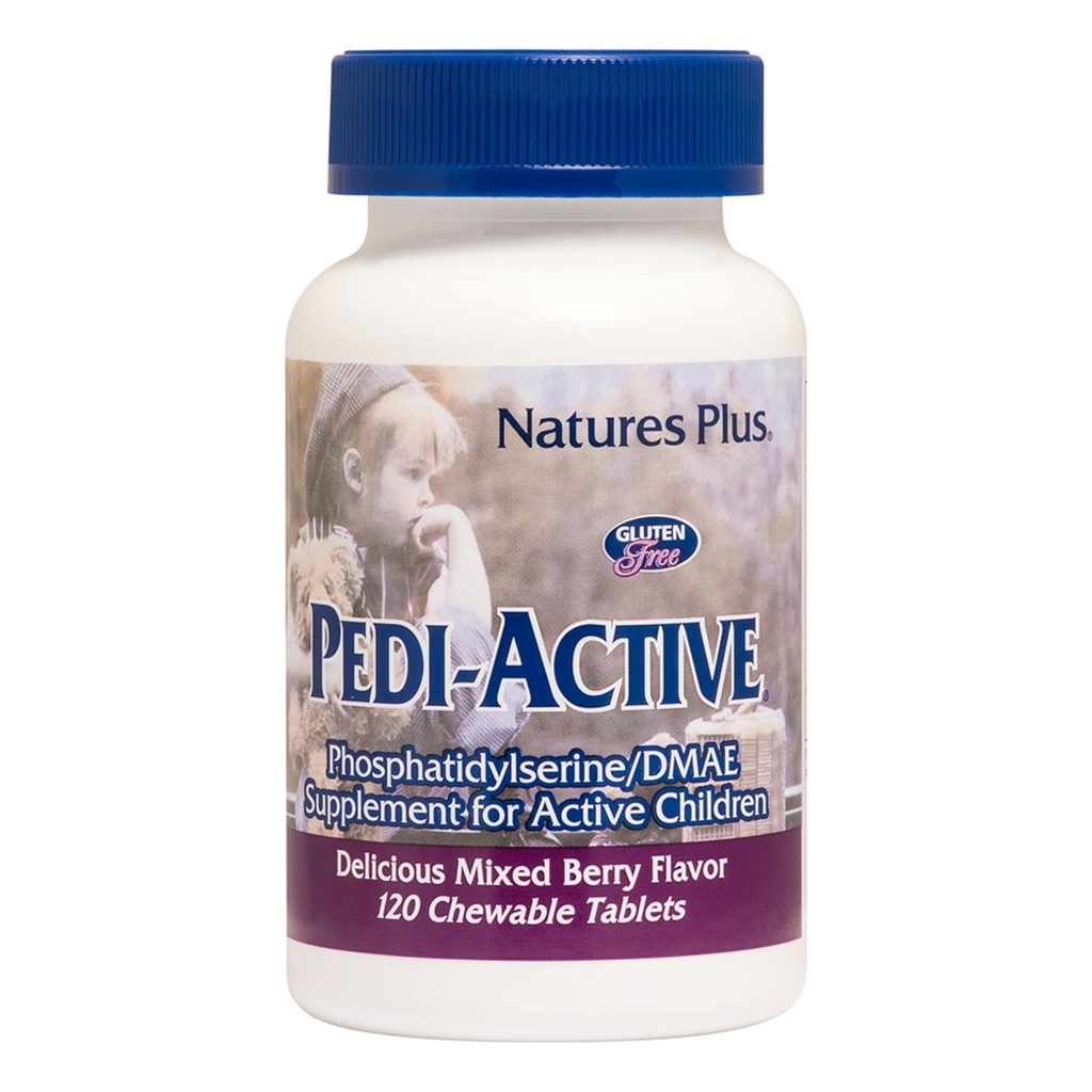PrírodaPlus Pedi-Active LECI-PS, DMAE Complex - 120 Žuvacie tablety - Zmiešané Berry Flavor - Deti Žuvacie doplnky, Podporuje zdravie mozgu, Focus - Vegetarián, Gluten-free - 60 Servis