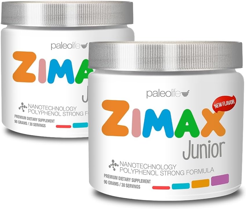 ZIMAX Junior Super Antioxidant pre deti a dospievajúcich medzi 4 a 16 rokov, 100% prírodné s vitamínom C, horčíkom, vitamínom D3,kurkumín, zázvor a minerály