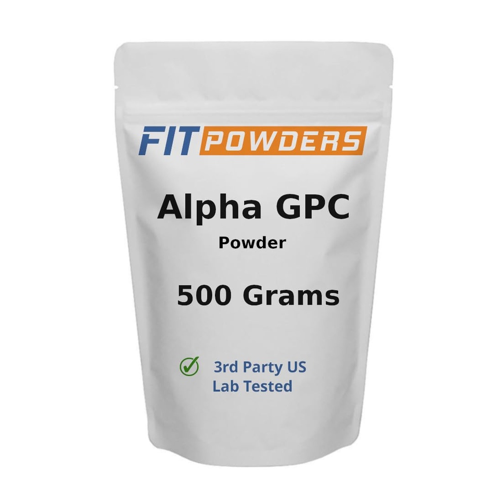 Alpha-GPC Powder 500 Grams, Non-GMO Alpha GPC Supplement Choline Powder, Vegan, Tretia strana testované, pred tréningom, pamäť a zameranie, s Scoop