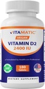 Vitamatický vitamín D2 60 mcg (2400 IU) - ergokalciferol - 180 vegetariánskych tabliet (180 tabliet (pár po 1)) (1 fľaša)
