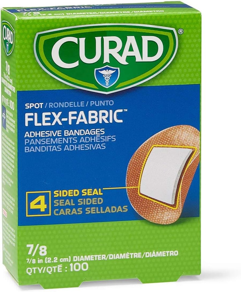 Curad Flex Fabric Spot Lepidlá, Bandage Priemer je 7/8" (Box 100)