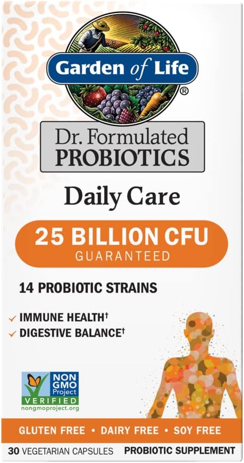 Záhrada života Dr. Formulované probiotiká Denná starostlivosť 30 Kapsule 25 Milión CFU 14 Kmene Imunitné zdravie Digestive Balance, Gluten Free, Soy Free