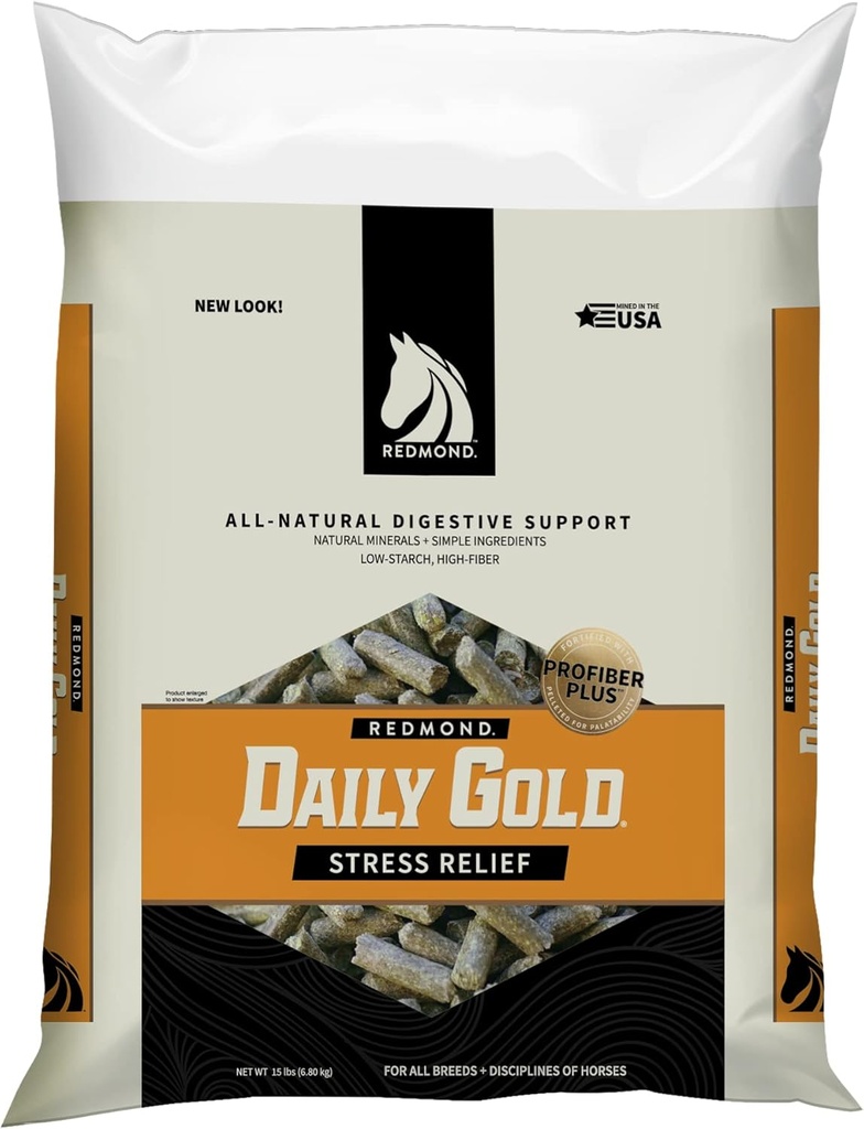 REDMOND Denné Gold Pellets Relief stresu, Prírodné liečiteľstvo Clay pre žalúdočné vredy u koní (15 LB)