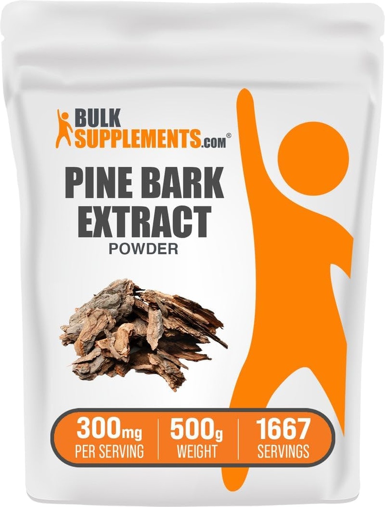 BulkSupplements.com Pine Bark Extract Powder - Bylinné doplnky, Pine Bark Powder - Antioxidants Support, Gluten Free - 300mg per Serving, 500g (1,1 lbs) (Pack of 1)