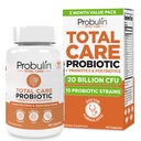 Probulin Total Care Probiotic Supplement, Daily Gut, Digestive, and Immune Health Probiotiká Kapsule pre mužov a ženy, 20 miliárd CFU, Vegan, 60 gróf fľašu