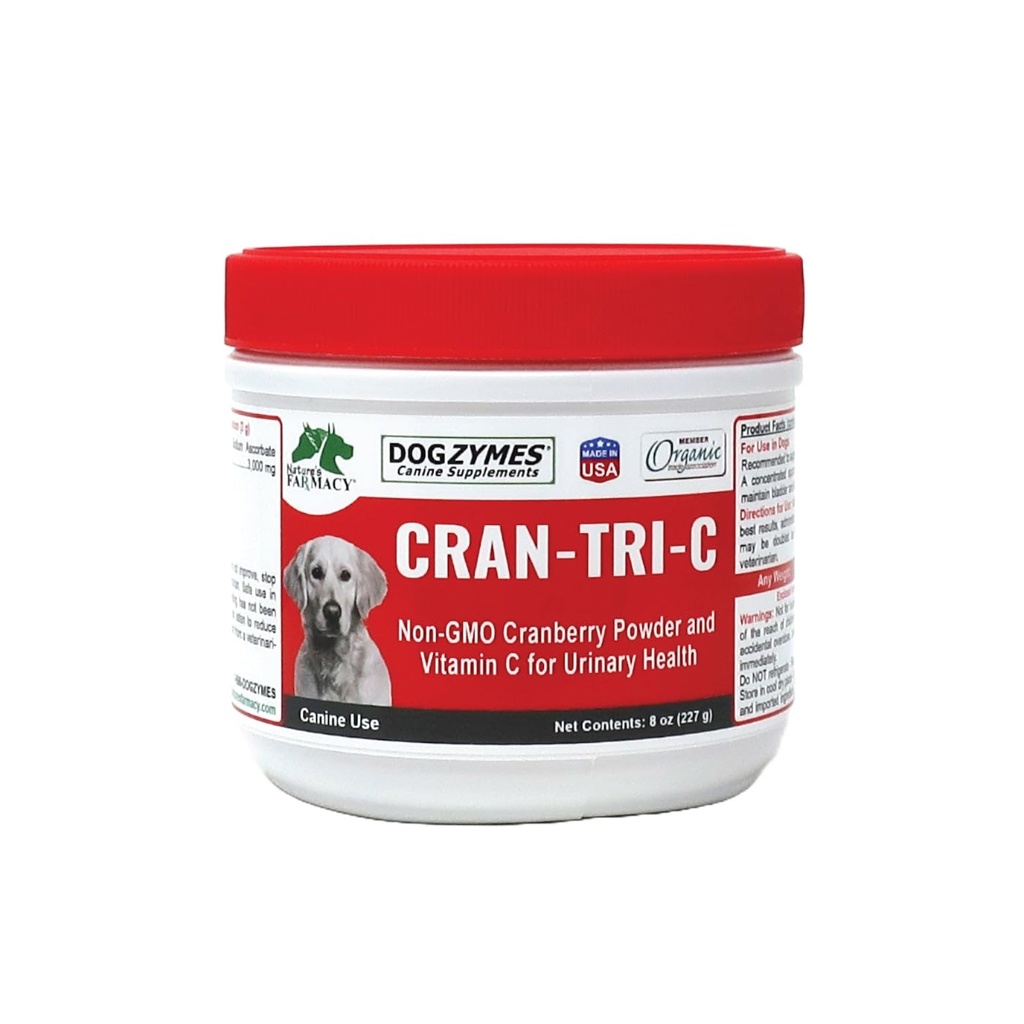 Dogzymes Cran Tri C Urinary Tract Support, Vitamín C Blend, 1418mg per Teapoon (8Ounce)