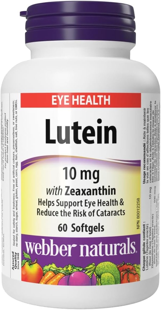 Webber Naturals Lutein s Zeaxantin Softgel, 10mg 60 Count
