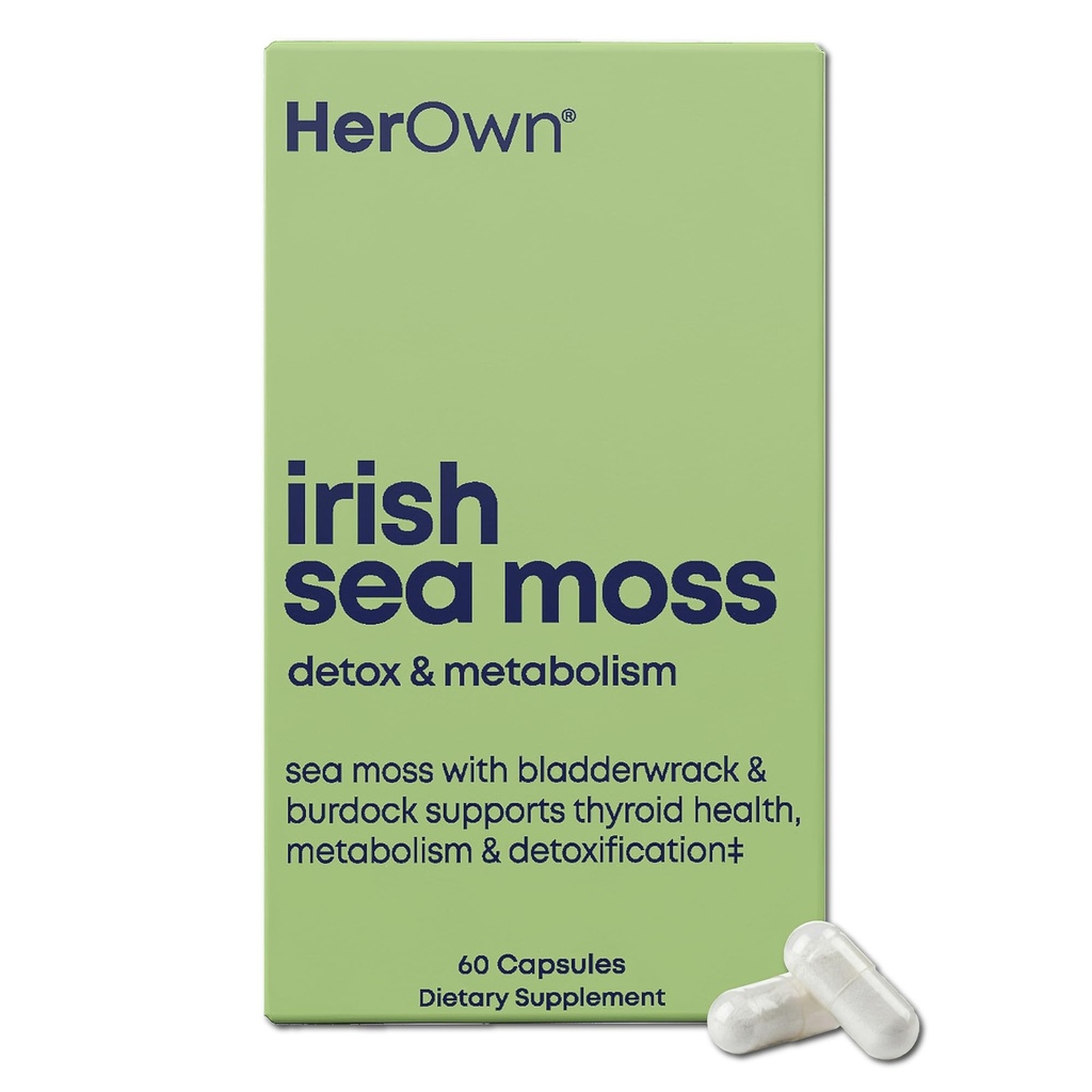 Jej vlastné írske morské Moss Capsules, Burdock Root, Bladderwrack, Detox, Metabolizmus, Imunitná podpora, Zdravie kože, Prírodná podpora kĺbu, Nutrient Rich Superfood High v mineráloch, 60 Počet