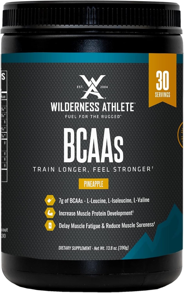 Wilderness Athlete - BCAA - Aminokyseliny s rozvetveným reťazcom prášok - Essential Amino Acides Supplement for Men & Women - BCAA Supplement with Optimal Amino Acid Complex (Pineapple)