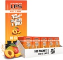 Výživové návrhy LPS Liquid Collagen & Whey Protein Supplement - Non-GMO nápoj, bez cukru - podporuje zdravú pokožku a vlasy pre mužov a ženy, Peach Mango, Single Serve (100 paketov)