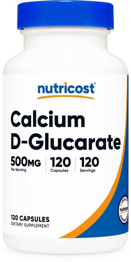 Nutricost kalcium D-Glukarát 500mg, 120 Kapsule - Gluten Free, Non-GMO, Vegetarián Priateľsky