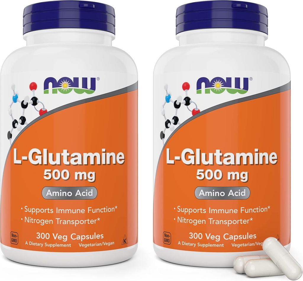 L-Glutamine 500mg 300 Veg Capsules (Súprava 2) - Non-GMO Supplement - Vegan Lglutamín 500 mg Caps