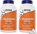 L-Glutamine 500mg 300 Veg Capsules (Súprava 2) - Non-GMO Supplement - Vegan Lglutamín 500 mg Caps