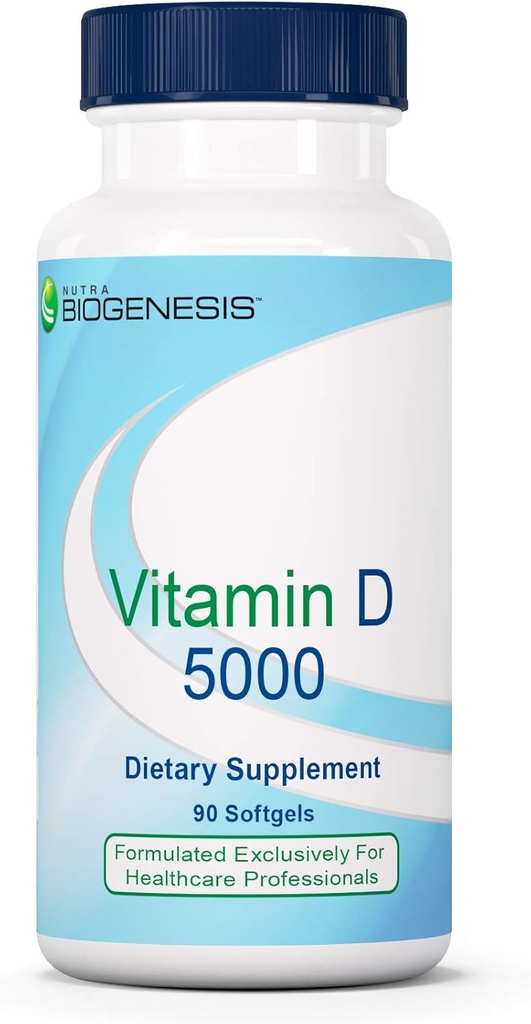 Nutra Biogenéza Vitamín D 5000 - Vitamín D3 5000 IU Softgel Kapsule od Muži a ženy, VIT D Supplement for Immune Support, Healthy Teeth & Bone Health - 90 Softgels