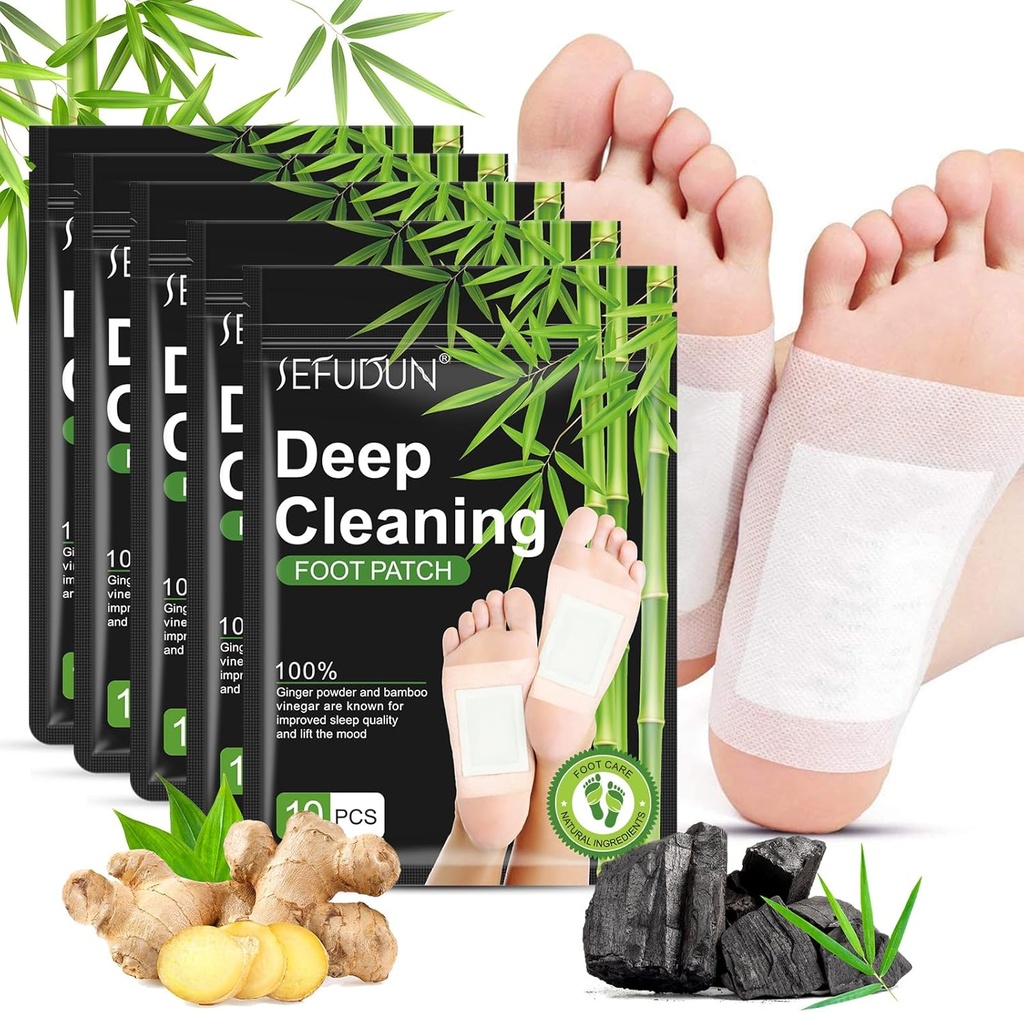 Tudiqe 50PCS Foot Pads, Pure Natural Bambus Ocogar Ginger prášok Noha Pad pre starostlivosť o nohy, Zázvor Noha Pads pre lepší spánok, hlboké čistenie nohy
