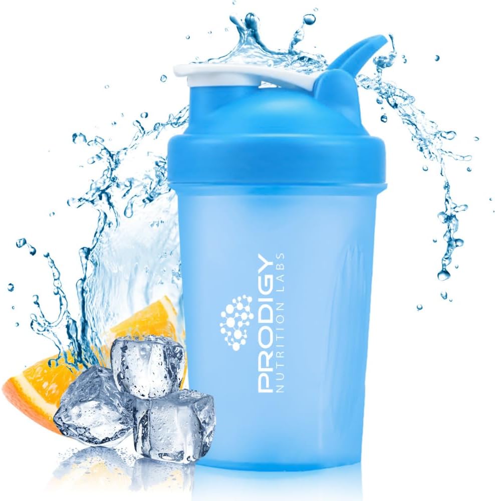Prodigy Nutrition Labs Premium Shaker fľaša ideálna pre proteínové Shake a pre cvičenie -14 Ounce (modrá)