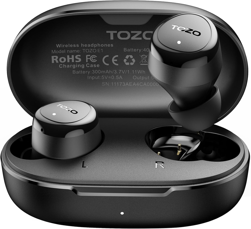 TOZO bezdrôtové earbuds Build in Mic Clear Calls Ergonomic Light Weight Bluetooth 5.3 in Ušné slúchadlá Nepremium Stereo Sound Ušné Budy 30H Playtime with 32 EQs via APP