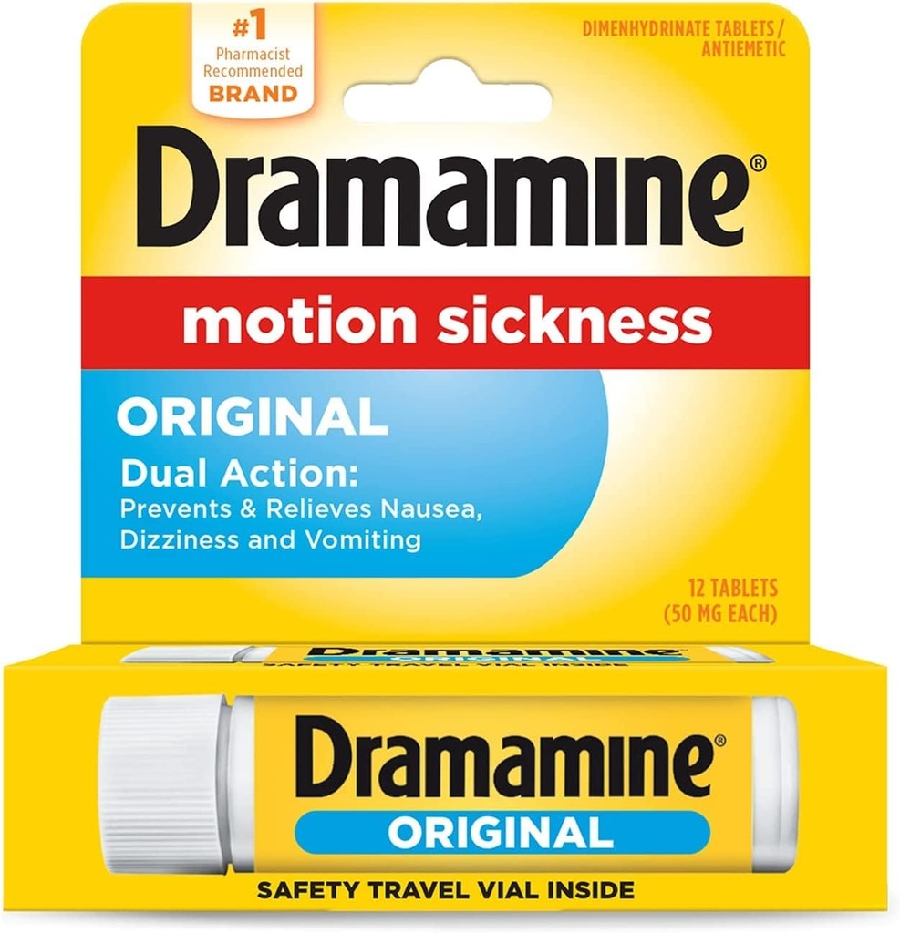 Dramamine Originálna formula - 12 ct, balenie po 4