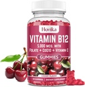 Vitamín B12 Complex 5000 mcg Metyl B12, Adenozyl B12 a Hydroxy B12, s koenzýmom Q10, folát, vitamín C, chuť B 12 na podporu energie, metabolizmus, zdravie kostí - Cherry Flavor