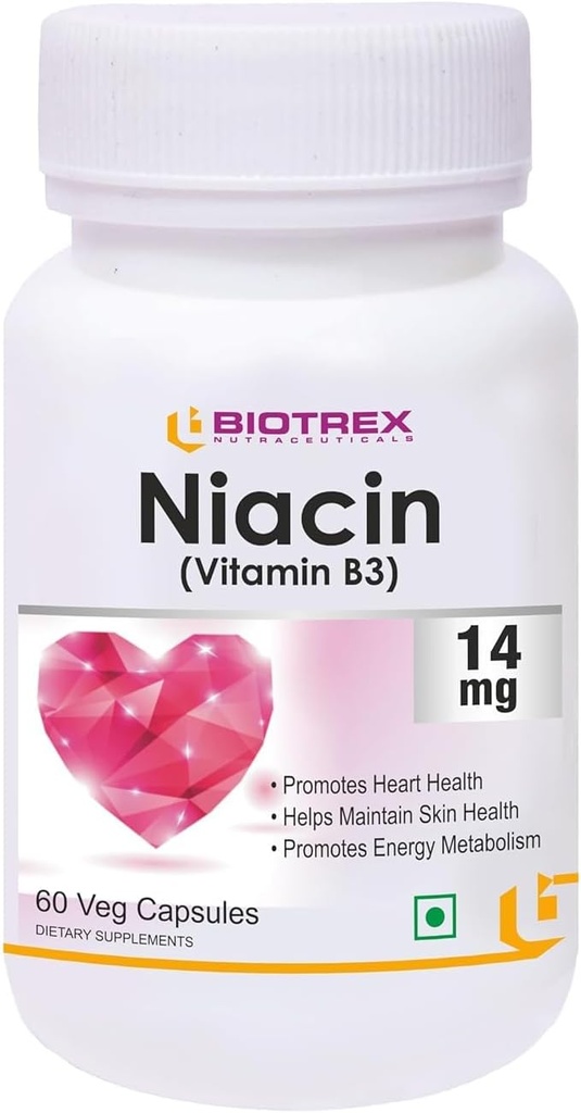 Generic Niacin 14 mg vitamín B3 s Inozitol 50 mg doplnok - 60 Veg kapsúl