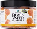 Úžasné byliny Organic Black Seed Oil Gummies - 500mg per serviceing, Cold Pressed Black Cumin Seed, Made with Nigella Sativa, pomáha zvýšiť imunitu, podporuje zdravé trávenie - Orange Flavor 60 Count