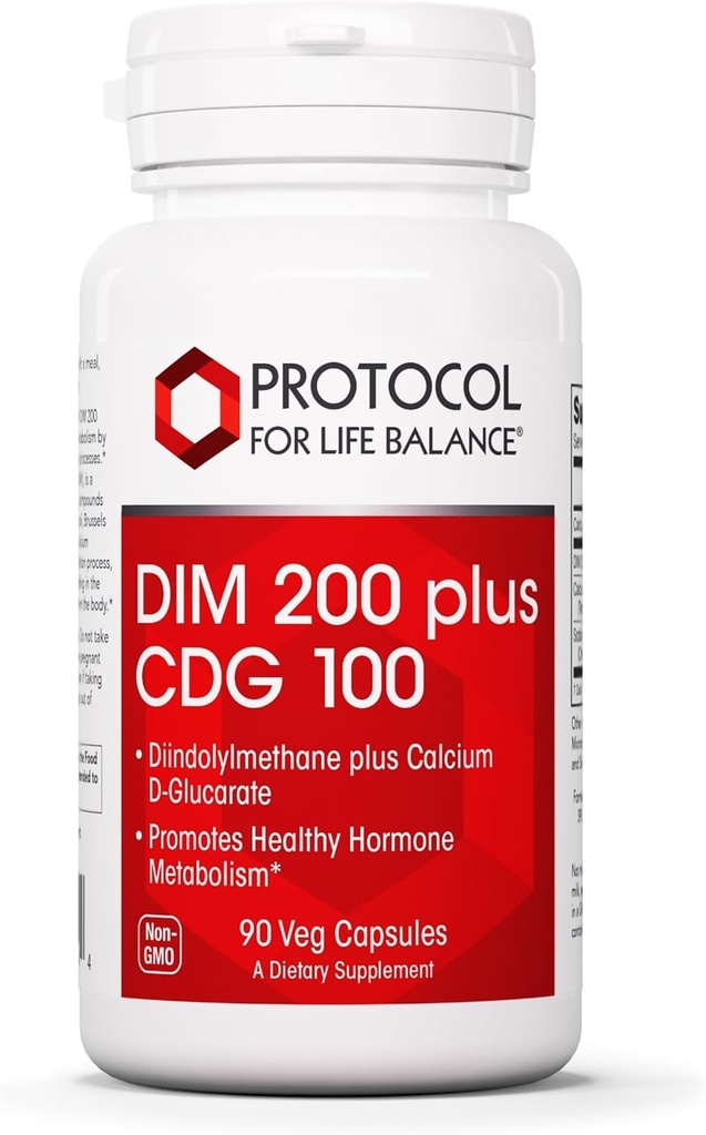 PROTOKOL PRE ŽIVOTNÉ BALANCE DIM 200 Plus CDG - 200 mg - Vápnik a DIM doplnok - pre čistenie Detox a hormón Metabolizmus - kalcium D Glukarát - non-GMO & Kosher - 90 Veg Caps