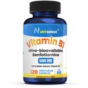 120 kapsúl obsahujúcich 500 mg vitamínu B1, non- GMO, Vegan, bez lepidla, benfotiamín