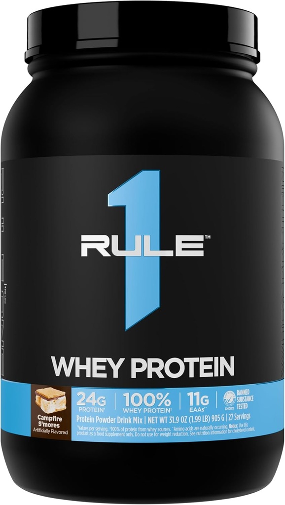 Pravidlo 1 Srvátkový proteín 24g Fast-Acting Protein from All-Whey Sources with Prirodzene Occuring EAAs & BCAA for Workout Recovery or Anytime Use (2 libra*, Campfire S'Viac)