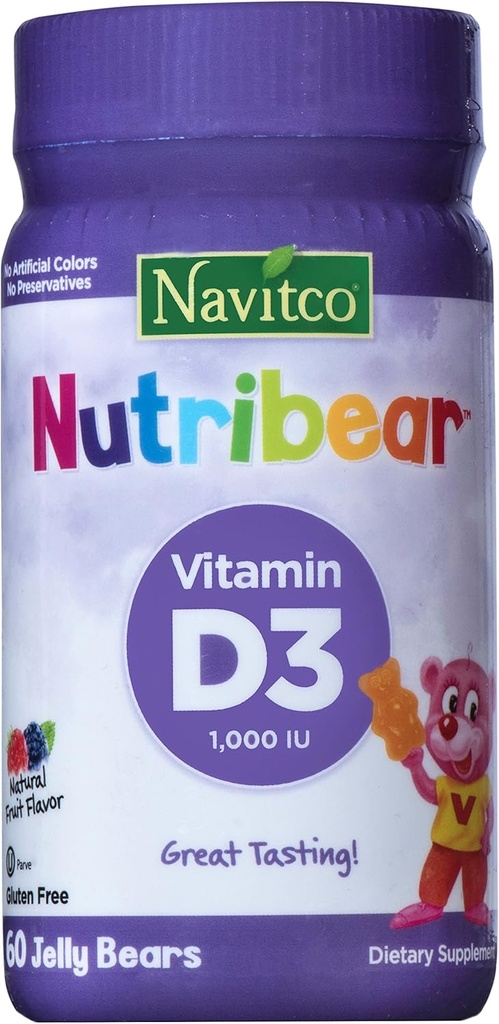 "NutriBear" Vitamín D3 1 000 IU Veľká chuť, 60 želé medvede