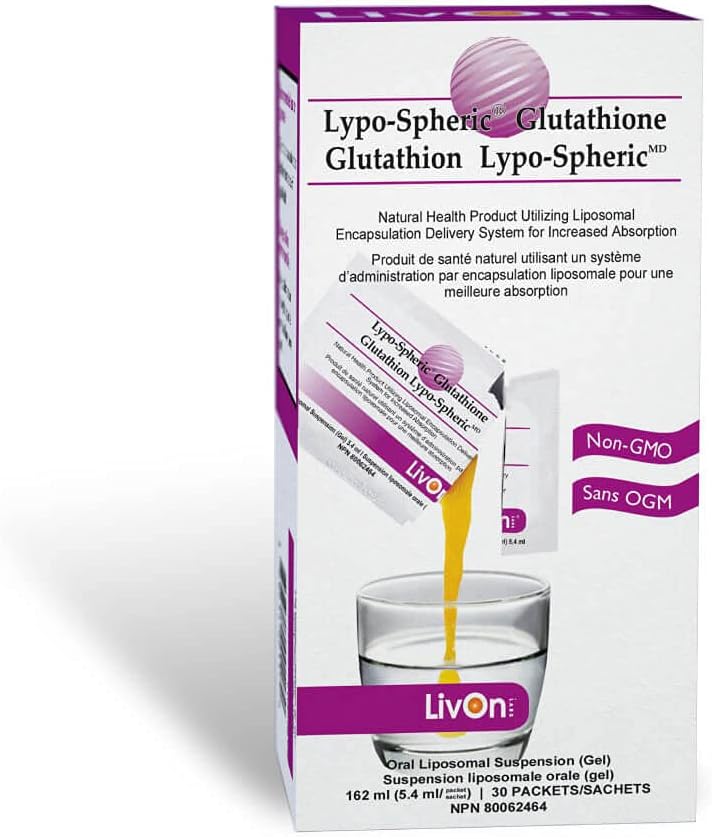 LivOn Laboratories Lypo-Spheric Glutathione - 30 Packets – 450 mg Glutathione Per Packet – Liposome Encapsulated for Maximum Bioavailability – Professionally Formulated – 100% Non-GMO