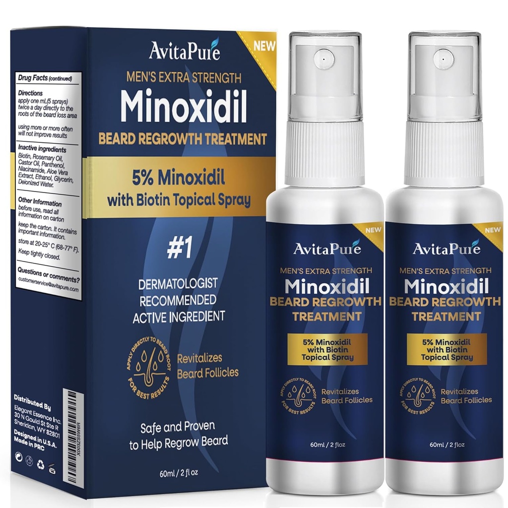 Minoxidil Rastový olej z brada: Minoxidil Pre mužov Brada Infundovaný s biotínom, Extra sila Minoxidil 5% Brada rastové sérum rast brada a fúzy rýchlo